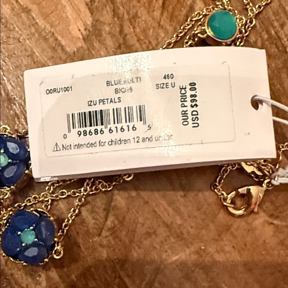 Kate Spade NWT 32” Gold Necklace with Blue and Green Accents - Picture 8 of 8